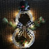 Kerst wijnstokring met lichten hanger kerstboom garland woondecoratie rekwisieten (zwart wit raster)