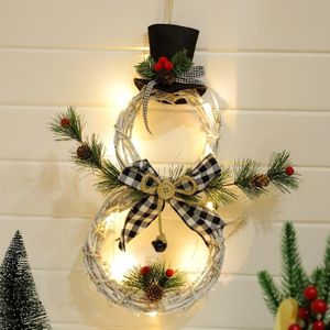 Kerst wijnstokring met lichten hanger kerstboom garland woondecoratie rekwisieten (zwart wit raster)