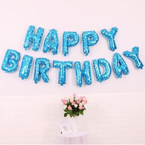 2 stks 16 inch gelukkige verjaardag brief aluminium film ballon verjaardagsfeestje decoratie specificatie: (klassiek blauw)