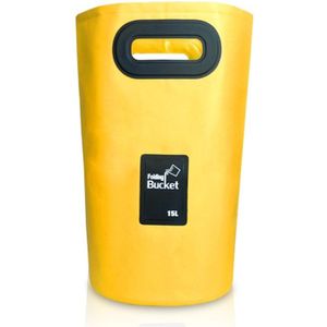 Outdoor draagbare vouwen spoelbak PVC inklapbaar emmer  capaciteit: 15L (geel)