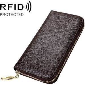 906 antimagnetische RFID Litchi textuur vrouwen grote capaciteit hand portemonnee portemonnee telefoon tas met kaartsleuven (koffie)