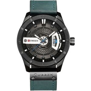 CURREN M8301 mannen militaire sport horloge Quartz datum klok lederen horloge (zwart geval blauw)