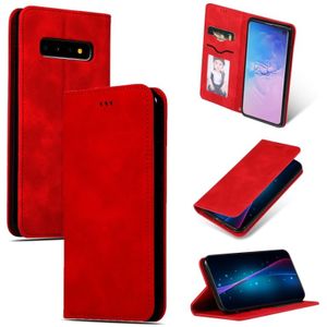 Retro huid voelen Business magnetische horizontale Flip lederen case voor Samsung Galaxy S10?? (rood)