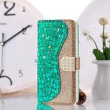 Voor Samsung Galaxy A02s (EU-versie) Laser Glitter Poeder Matching Crocodile Texture Horizontale Flip Lederen Hoesje met kaart slots &houder & portemonnee (groen)