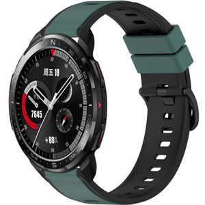 For Honor Watch GS Pro 22 mm tweekleurige siliconen horlogeband (olijfgroen + zwart)