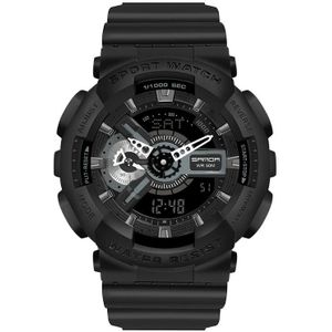 Sanda World Time Luminous Kalender Multifunctionele Mannen Sport Quartz Horloge (3110 All Black)