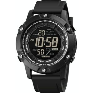 SKMEI 1762 Drievoudig Ronde LED Dual Time Digital Display Waterdicht Lichtgevend Elektronisch Horloge (Zwart)