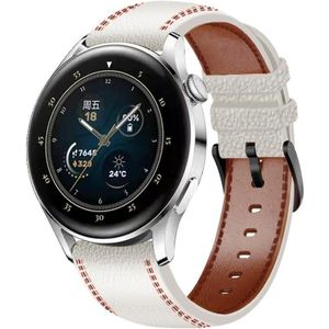 Voor Huawei Bekijk GT 3 46mm / GT Runner 22 mm Tricolor Stitching echte lederen horlogeband
