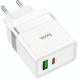 hoco N21 PD 30W Type-C / USB-C + QC 3.0 USB Mini Fast Charger  EU Plug(White)
