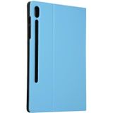 Voor Samsung Galaxy Tab S8 Ultra Elasticity Lederen Tablet Case met Houder (Blauw)