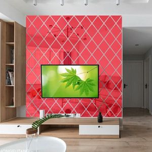 Rhombus Stitching Achtergrond Acryl Spiegel Decoratieve Stickers  Specificatie: Rood Klein