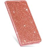 Voor iPhone X / XS Ultradunne Glitter Magnetische horizontale flip lederen hoes met Holder & Card Slots (Rose Gold)