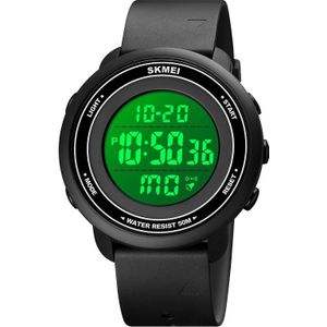 SKMEI 1736 triplicaat ronde wijzerplaat timing led digitale display lichtgevende elektronische horloge (zwart en wit)