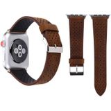 Voor Apple Watch Series 3 & 2 & 1 42mm eenvoudige mode lederen gat patroon horlogebandje (bruin)