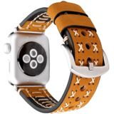 Voor Apple Watch serie 3 & 2 & 1 42mm handmatige lijn patroon lederen pols horloge Band (Khaki)