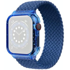 Weven vervanging polsband horlogebandjes met frame voor Apple Watch Series 6 & SE & 5 & 4 40mm / 3 & 2 & 1 38mm  Lengte: 135mm (Koude Zee Blauw)