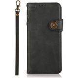 KHAZNEH dual-splicing koeienhuid textuur horizontale flip lederen geval met houder  kaart slots & portemonnee & lanyard voor iPhone 12 mini (zwart)