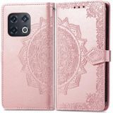 Voor OnePlus 10 Pro Mandala Flower Relif Horizontale Flip Leren Telefoonhoes (Rose Gold)