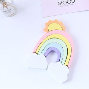 Houten Rainbow Sun Clouds stapels muziek blokken kinderen Kamer decoratie fotografie rekwisieten(roze)