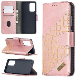 Voor Samsung Galaxy A52 5G bijpassende kleur krokodil textuur horizontale flip pu lederen geval met portemonnee & houder & kaart slots (rose goud)