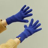 227-A0124 Wollen Gebreide Gestreepte Warme Touchscreen Handschoenen Winter Warme Fietshandschoenen (Blauw)