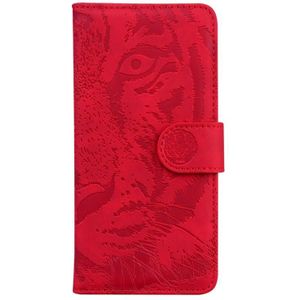 Voor iPhone 8 Plus / 7 Plus Tiger Embossing Pattern Horizontale Flip Lederen Case met Holder & Card Slots & Wallet(Rood)