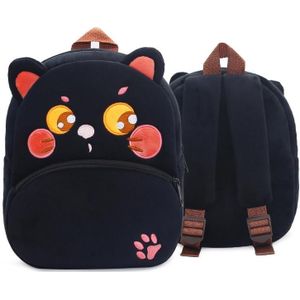 Zoo-serie pluche rugzak schattige kinderen schooltas schoudertas (zwarte kat)