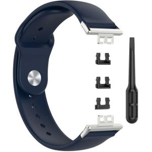 Voor Huawei Watch Fit 18mm Back Buckle Style Silicone Solid Color Replacement Strap Watchband (Navy Blue)