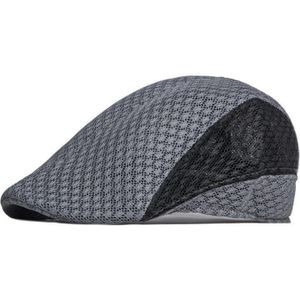 Zomer uitgehold mesh eend tong hoed vintage baret (grijs zwart)