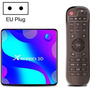 X88 Pro10 4K Smart TV Box Android 11.0 Media Player  RK3318 Quad-Core 64bit Cortex-A53  RAM: 2GB  ROM: 16GB (EU-plug)