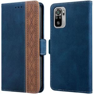 Voor Xiaomi Redmi Note 10 4G Stitching Side-Magnetic Rfid Leather Phone Case (Royal Blue)