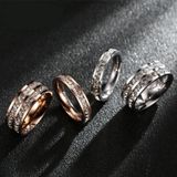 2 PCS Girls Simple Titanium Steel Diamond Ring  Size: US Size 5(Single Row Silver)