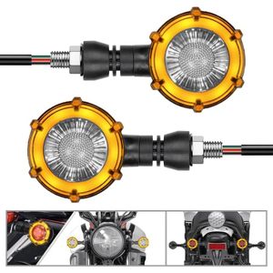1 paar motorfietsen universele roterende LED tweekleurige stroom richtingaanwijzer (oranje geel licht + wit licht)