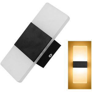 Rechterhoek Zwarte LED Slaapkamer Bed side Wall Balcony Wall Lamp  Grootte:22  11cm (Warm Licht)