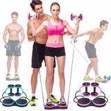 Multifunctionele abdominale wiel pull rope home abdominale training fitnessapparatuur met gedraaide tailleplaat (roze)