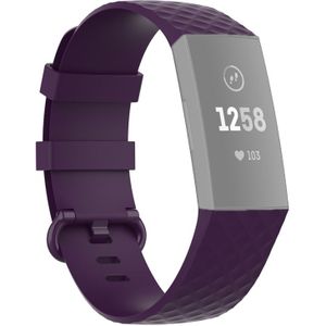 22mm Color Buckle TPU Polsband horlogeband voor Fitbit Charge 4 / Charge 3 / Charge 3 SE (Donkerpaars)