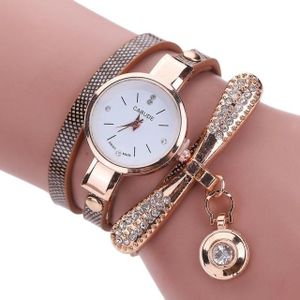 Mode vrouwen casual armband lederen band horloge (bruin)