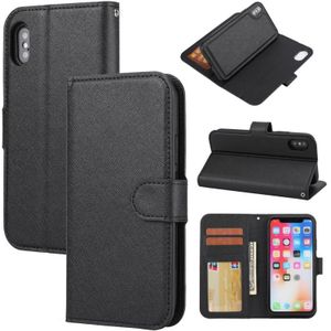 Cross Texture Detachable Leather Phone Case For iPhone XS / X(Black)