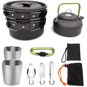 Outdoor Supplies Camping Portable Teapot Set Pot Set (Black Handle)