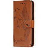 Feather patroon Litchi textuur horizontale Flip lederen draagtas met portemonnee & houder & kaartsleuven voor Huawei Y5 (2019)/Honor 8S (bruin)