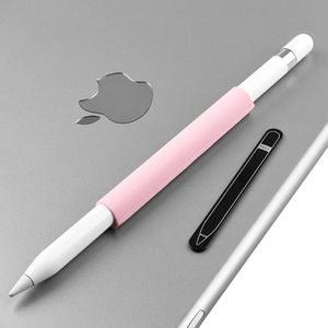 Magnetische Sleeve silicone houder grip set voor Apple Pencil (roze)