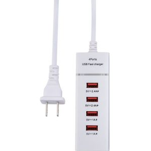 5V 4.1A 4 USB-poorten charger adapter met stekkerkabel  kabellengte: 1 5 m  Amerikaanse stekker(wit)