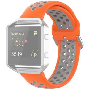 Voor Fitbit Versa 2 / Versa / Versa Lite / Blaze 23mm Sport Twee kleuren Siliconen vervangende band horlogeband (Oranje Grijs)