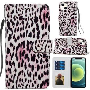 Geschilderd Patroon Horizontale Flip Lederen Case met Houder & Card Slots & Fotolijst voor iPhone 13 Mini (Leopard)