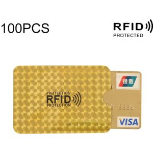 100 stuks aluminiumfolie RFID blokkeren credit card ID Bank kaart geval kaarthouder cover  grootte: 9 x 6.3 cm (Golden Grid)