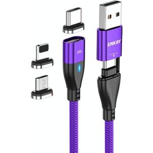ENKAY 6-in-1 PD100W USB-A / Type-C naar Type-C / 8-pins / Micro USB magnetische snellaadkabel  kabellengte: 2m