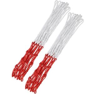 2 paren buiten ronde touw basketbalnet  kleur: 3.0mm polyester (wit rood)