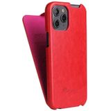 Fierre Shann Retro Olie Wax Textuur Verticale Flip PU Lederen Case voor iPhone 12 Pro Max(Rood)