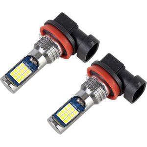 H11 / H8 2 PCS DC12-24V / 8 6W Auto Dubbele kleuren mistlampen met 24LEDs SMD-3030 & Constant Stroom  Tas Verpakking (Wit licht + Lime Light)