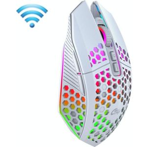 Fmouse x801 8 toetsen 1600DPI holle lichtgevende gaming kantoor muis  stijl: wit draadloos oplaadbaar